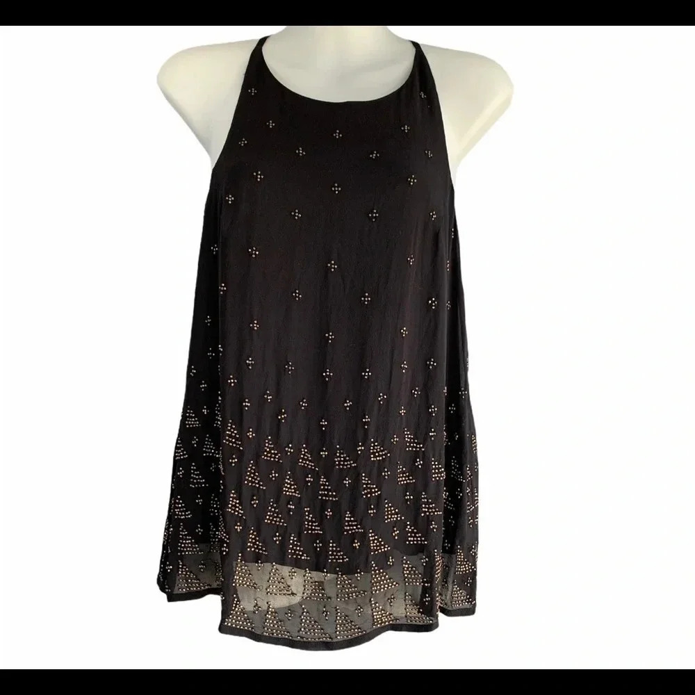 Joie 100% Silk Beaded High Neck Caviar Top NWT Size XS
